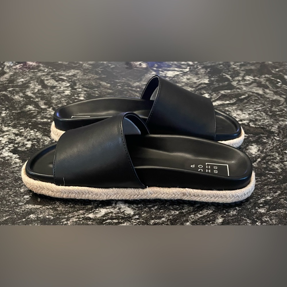 ShuShop Black Espadrille Slide Sandals - Picture 3 of 5